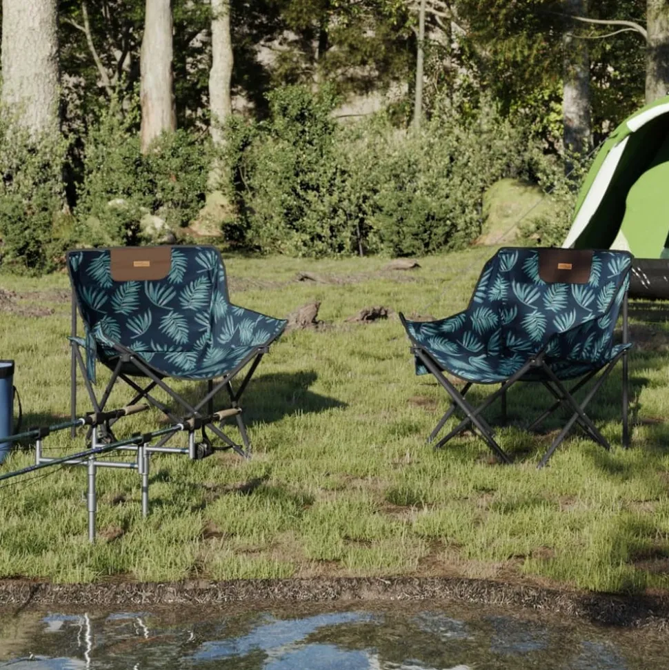 MAISON EXCLUSIVE - Chaise de camping avec poche pliable lot de 2 motif de feuille