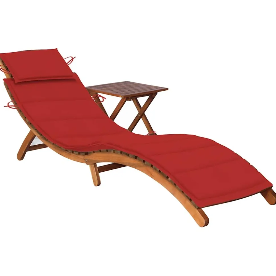 MAISON EXCLUSIVE - Chaise longue de jardin avec table et coussin bois d'acacia