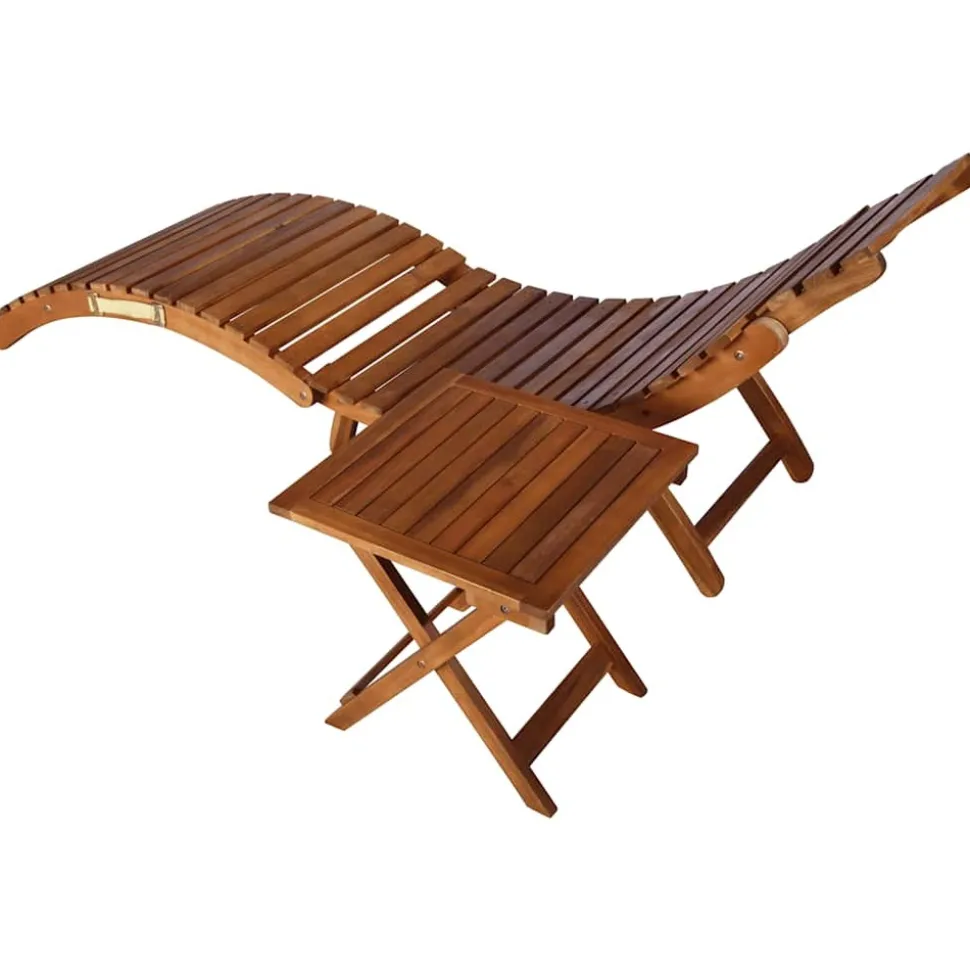 MAISON EXCLUSIVE - Chaise longue de jardin avec table et coussin bois d'acacia
