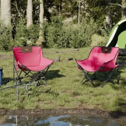 MAISON EXCLUSIVE - Chaise de camping avec poche pliable lot de 2 rose