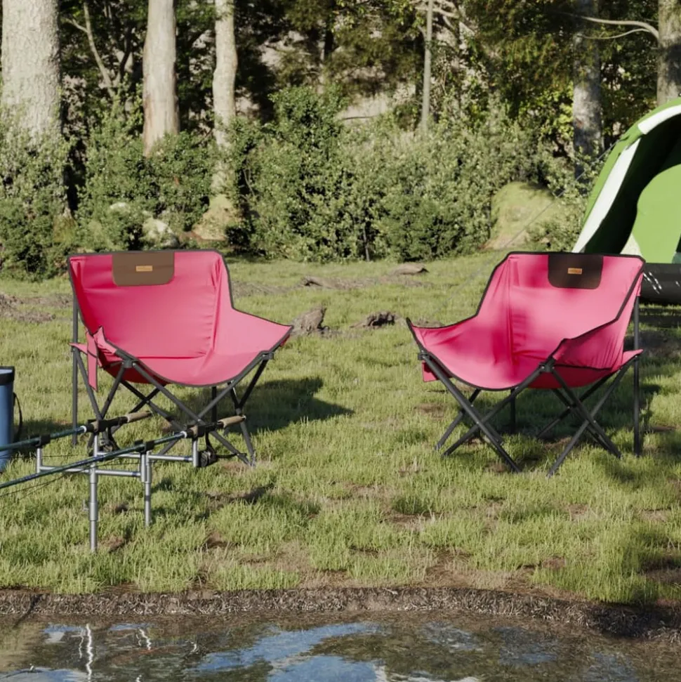 MAISON EXCLUSIVE - Chaise de camping avec poche pliable lot de 2 rose
