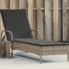 MAISON EXCLUSIVE - Chaise longue avec roues et coussin gris résine tressée