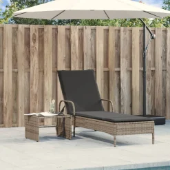 MAISON EXCLUSIVE - Chaise longue avec roues et coussin gris résine tressée