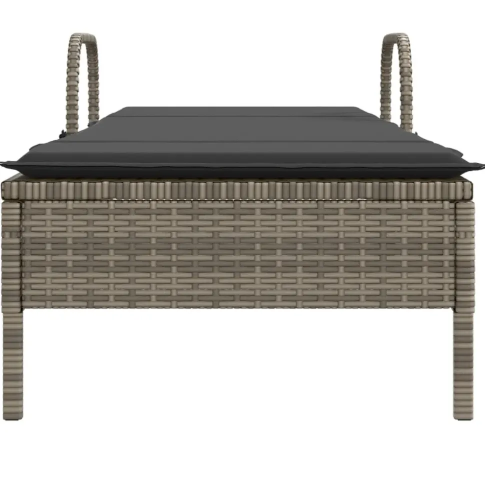 MAISON EXCLUSIVE - Chaise longue avec roues et coussin gris résine tressée