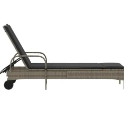 MAISON EXCLUSIVE - Chaise longue avec roues et coussin gris résine tressée