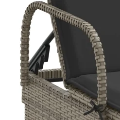MAISON EXCLUSIVE - Chaise longue avec roues et coussin gris résine tressée