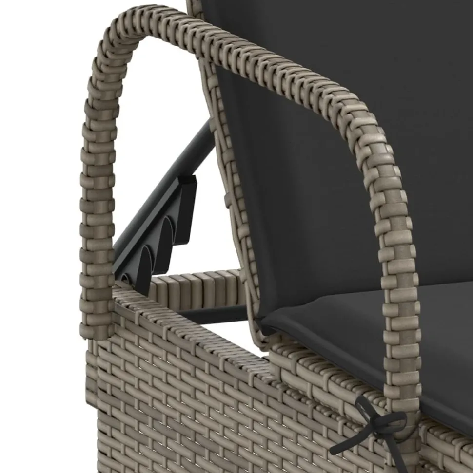MAISON EXCLUSIVE - Chaise longue avec roues et coussin gris résine tressée