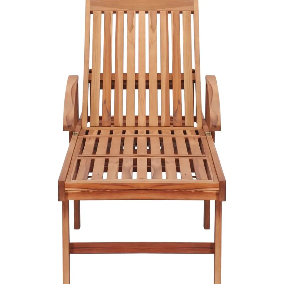 MAISON EXCLUSIVE - Chaise longue avec coussin à carreaux rouge bois de teck solide