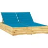 MAISON EXCLUSIVE - Chaise longue double et coussins bleu bois de pin imprégné