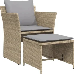MAISON EXCLUSIVE - Chaise de jardin avec tabouret beige résine tressée