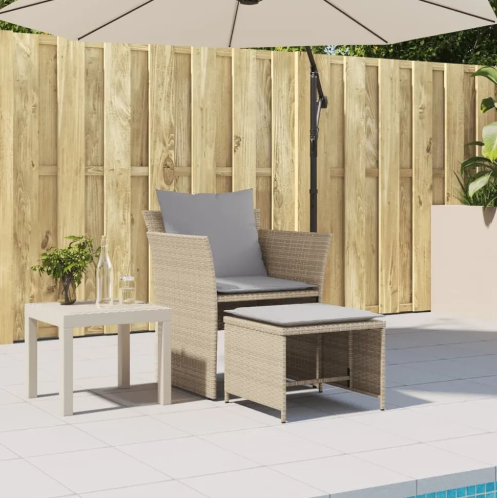 MAISON EXCLUSIVE - Chaise de jardin avec tabouret beige résine tressée