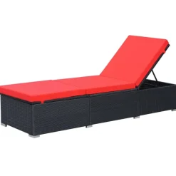 MAISON EXCLUSIVE - Chaise longue avec coussin résine tressée noir