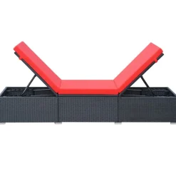 MAISON EXCLUSIVE - Chaise longue avec coussin résine tressée noir