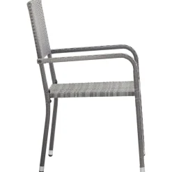 MAISON EXCLUSIVE - Chaise à dîner de jardin empilable lot de 2 gris résine tressée