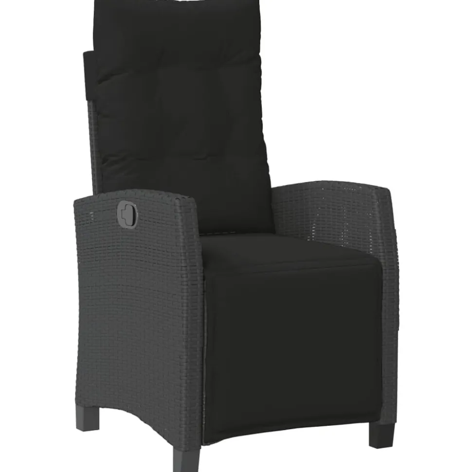 MAISON EXCLUSIVE - Chaise inclinable de jardin et repose-pied noir résine tressée