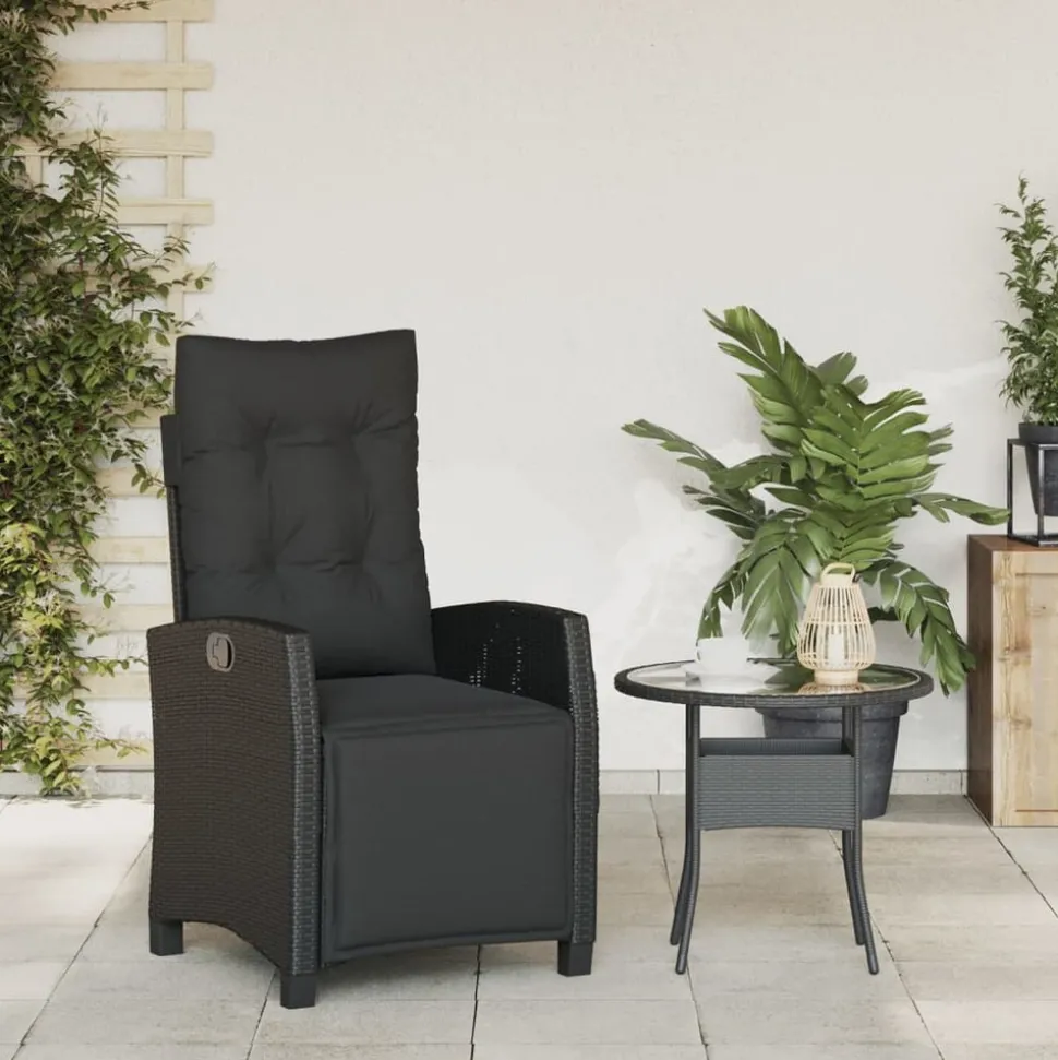 MAISON EXCLUSIVE - Chaise inclinable de jardin et repose-pied noir résine tressée