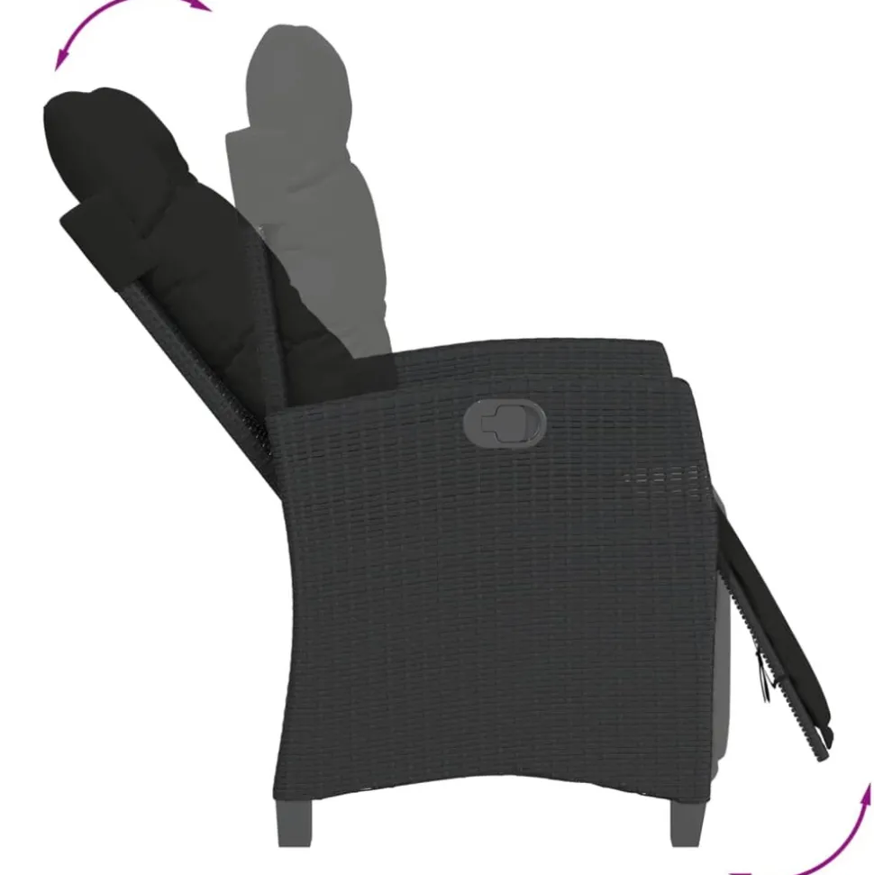 MAISON EXCLUSIVE - Chaise inclinable de jardin et repose-pied noir résine tressée