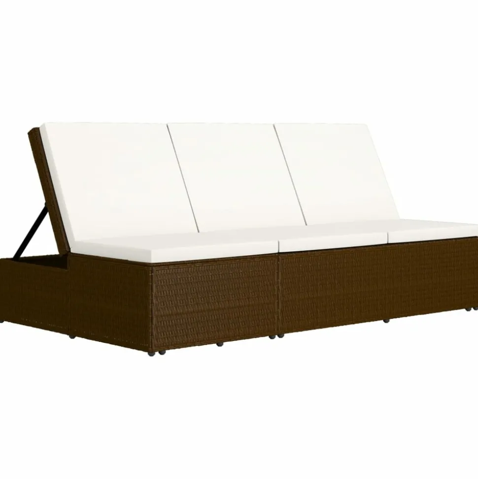 MAISON EXCLUSIVE - Chaise longue convertible avec coussin résine tressée marron