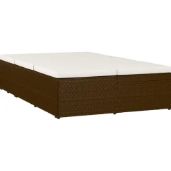 MAISON EXCLUSIVE - Chaise longue convertible avec coussin résine tressée marron