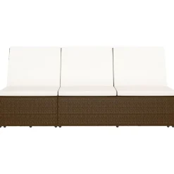 MAISON EXCLUSIVE - Chaise longue convertible avec coussin résine tressée marron