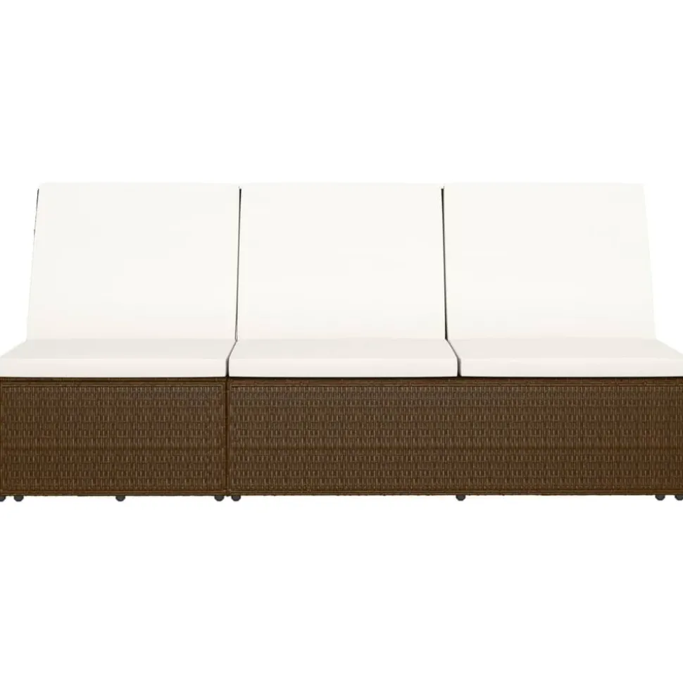 MAISON EXCLUSIVE - Chaise longue convertible avec coussin résine tressée marron