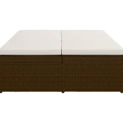 MAISON EXCLUSIVE - Chaise longue convertible avec coussin résine tressée marron