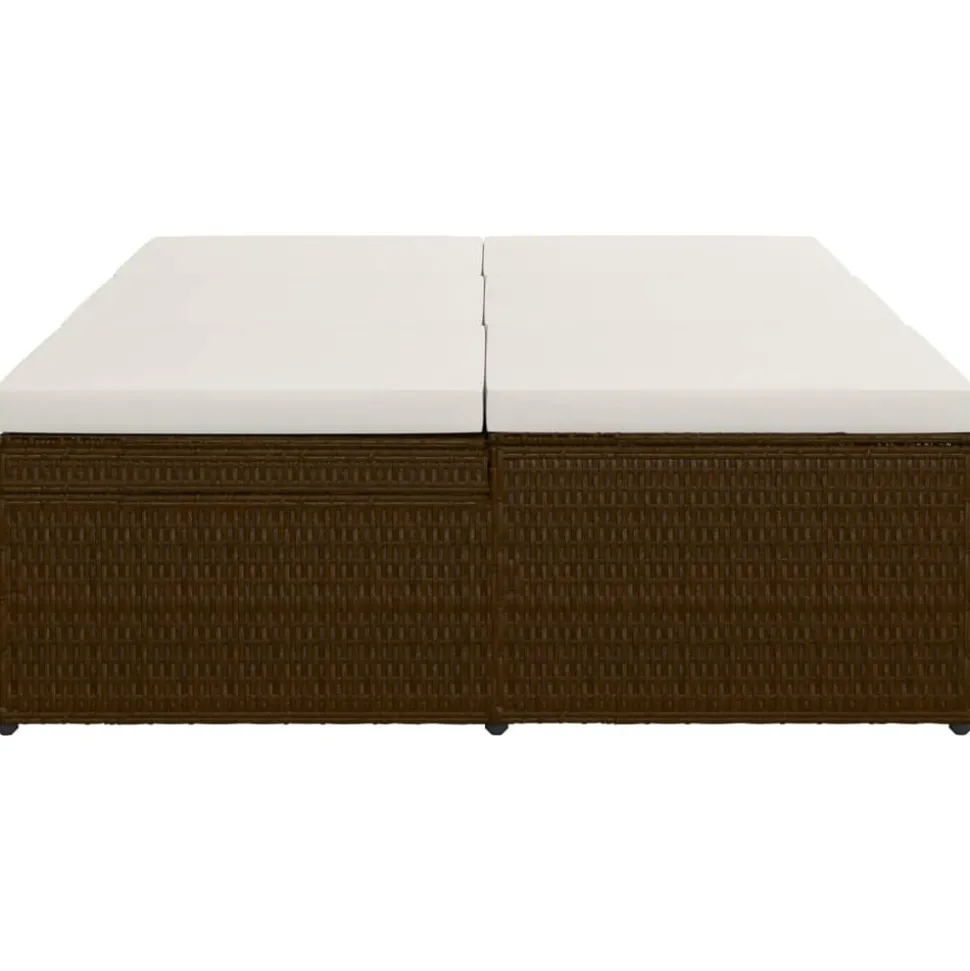 MAISON EXCLUSIVE - Chaise longue convertible avec coussin résine tressée marron