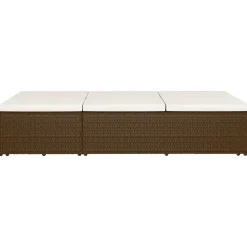 MAISON EXCLUSIVE - Chaise longue convertible avec coussin résine tressée marron