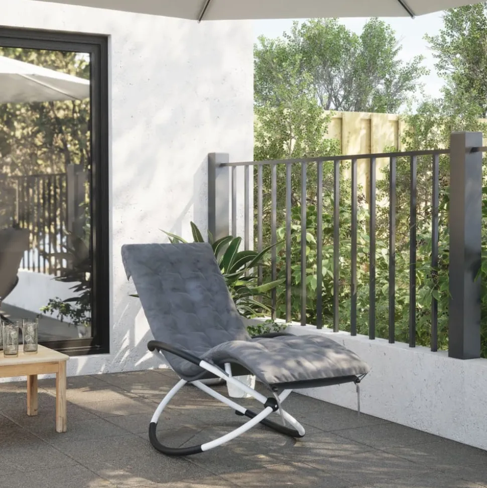 MAISON EXCLUSIVE - Chaise longue géométrique avec coussin noir et gris acier