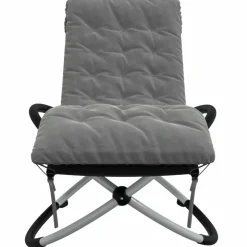 MAISON EXCLUSIVE - Chaise longue géométrique avec coussin noir et gris acier