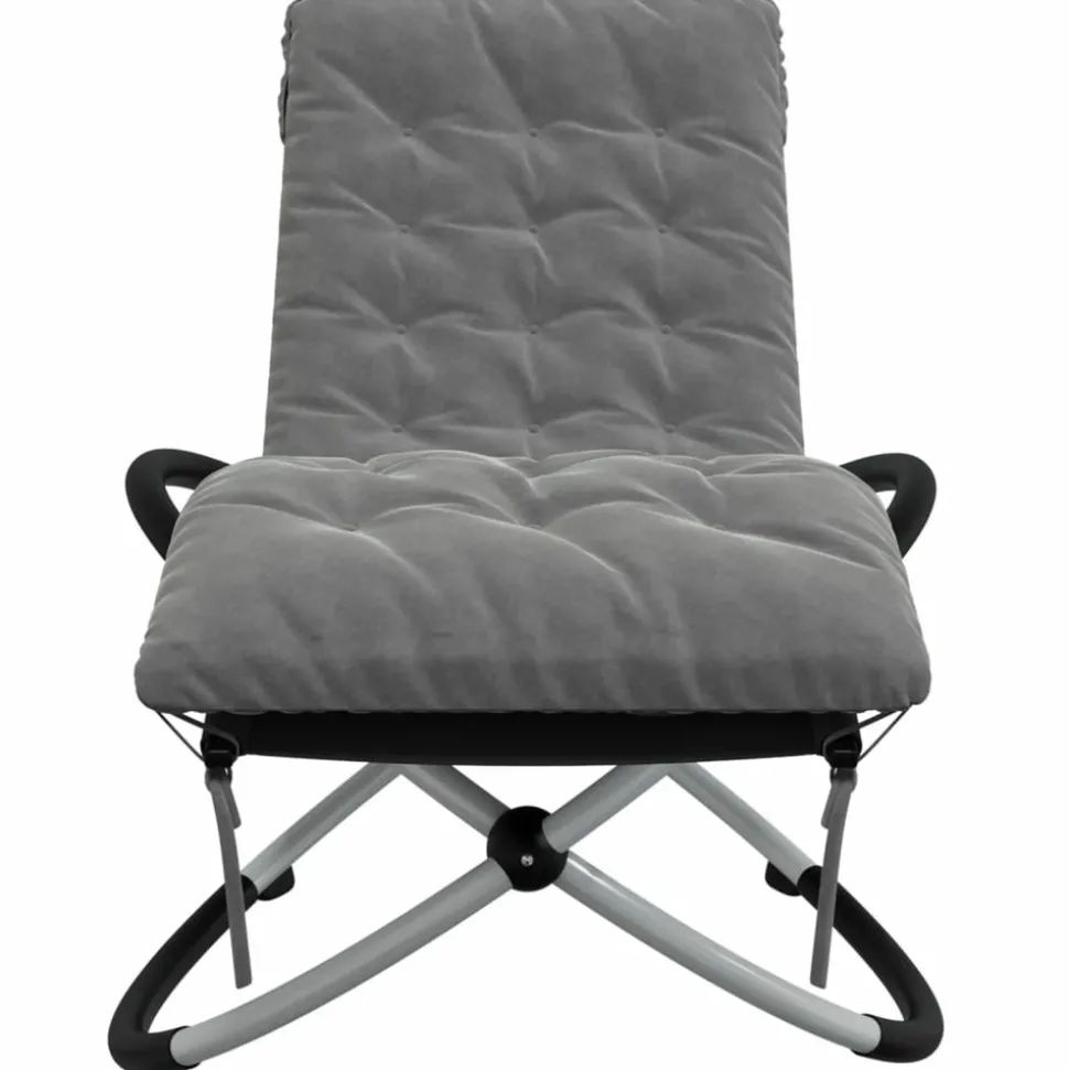 MAISON EXCLUSIVE - Chaise longue géométrique avec coussin noir et gris acier