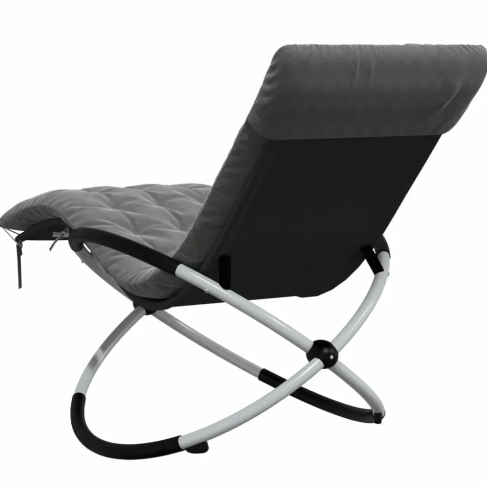 MAISON EXCLUSIVE - Chaise longue géométrique avec coussin noir et gris acier