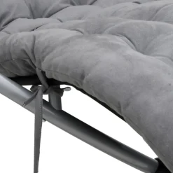 MAISON EXCLUSIVE - Chaise longue géométrique avec coussin noir et gris acier