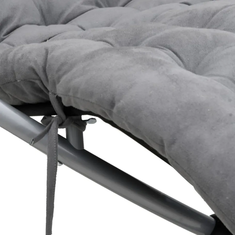 MAISON EXCLUSIVE - Chaise longue géométrique avec coussin noir et gris acier