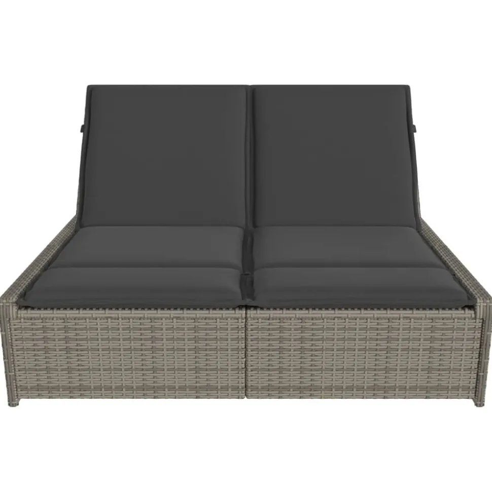 MAISON EXCLUSIVE - Chaise longue double avec coussins gris résine tressée
