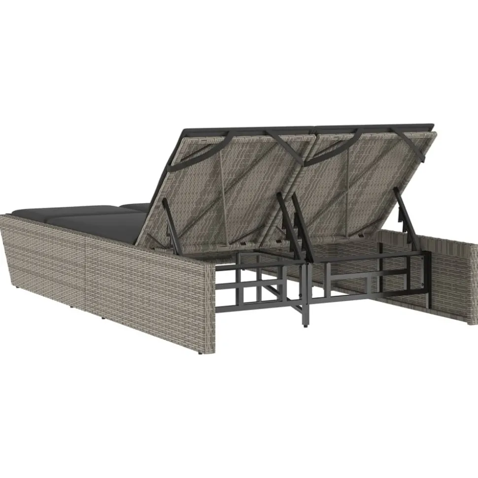 MAISON EXCLUSIVE - Chaise longue double avec coussins gris résine tressée