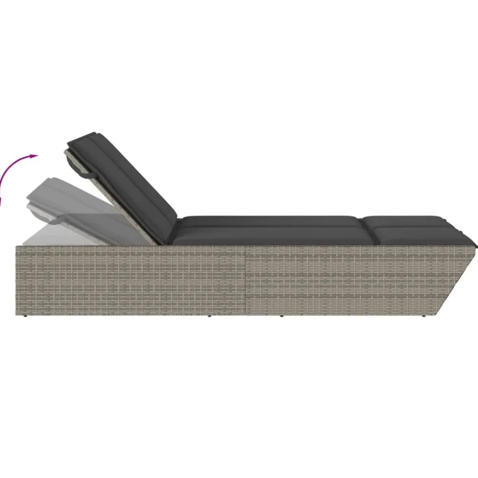 MAISON EXCLUSIVE - Chaise longue double avec coussins gris résine tressée