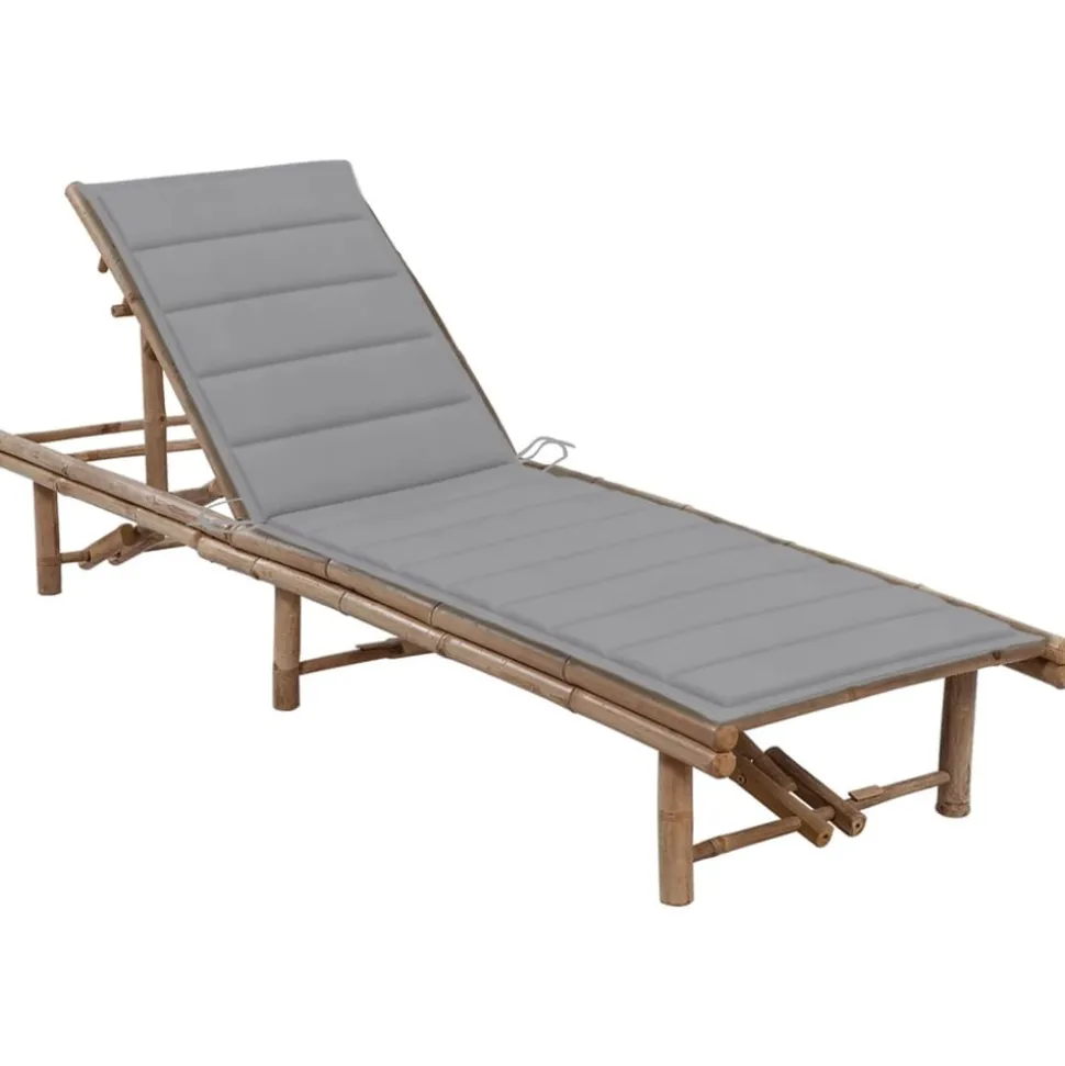 MAISON EXCLUSIVE - Chaise longue de jardin avec coussin bambou