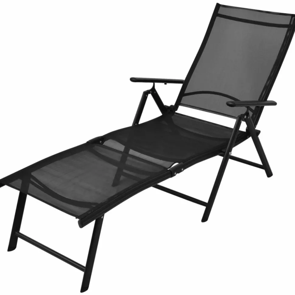 MAISON EXCLUSIVE - Chaise longue pliable aluminium noir