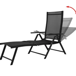 MAISON EXCLUSIVE - Chaise longue pliable aluminium noir