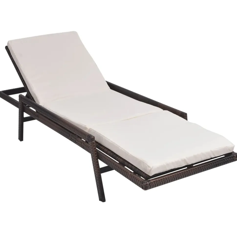 MAISON EXCLUSIVE - Chaise longue avec coussin résine tressée marron