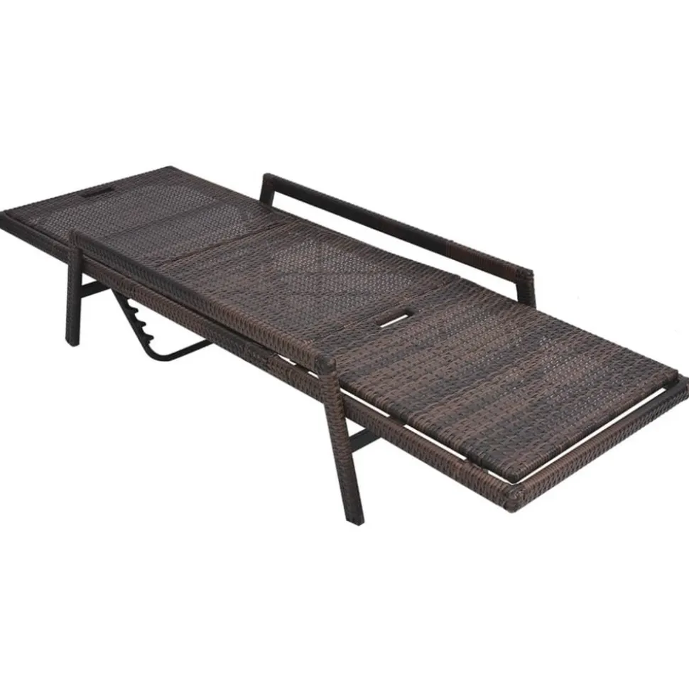 MAISON EXCLUSIVE - Chaise longue avec coussin résine tressée marron
