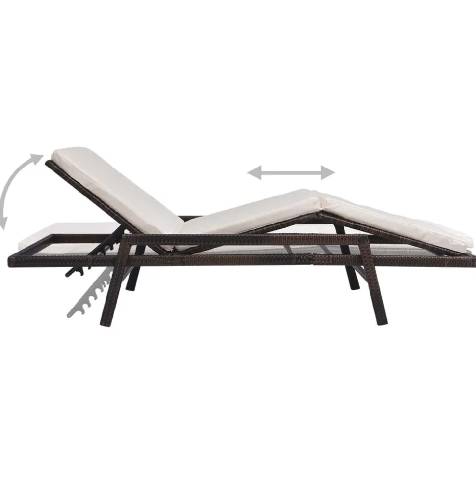 MAISON EXCLUSIVE - Chaise longue avec coussin résine tressée marron
