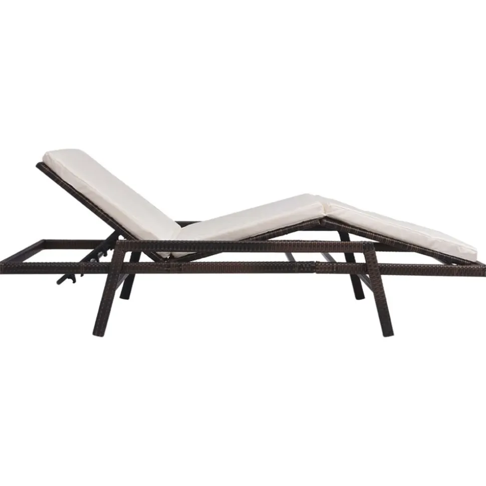 MAISON EXCLUSIVE - Chaise longue avec coussin résine tressée marron