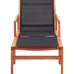 MAISON EXCLUSIVE - Chaise de jardin et repose-pied eucalyptus solide et textilène