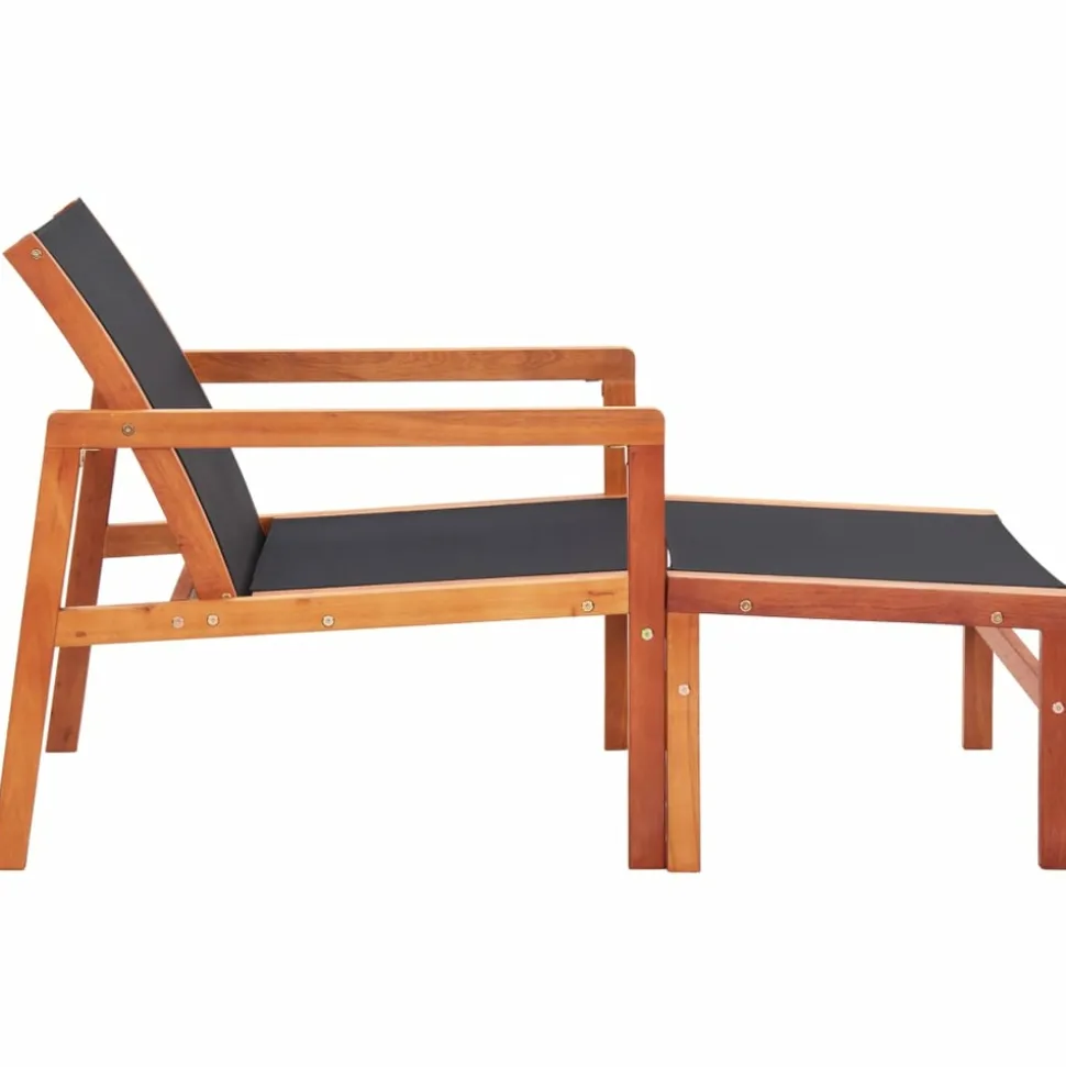 MAISON EXCLUSIVE - Chaise de jardin et repose-pied eucalyptus solide et textilène