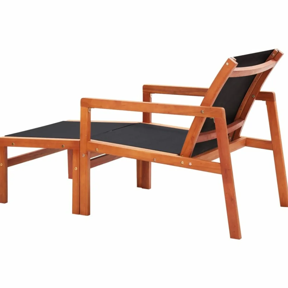 MAISON EXCLUSIVE - Chaise de jardin et repose-pied eucalyptus solide et textilène