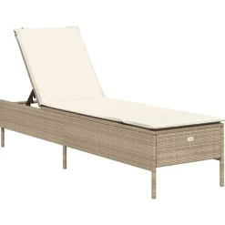 MAISON EXCLUSIVE - Chaise longue avec coussin beige résine tressée