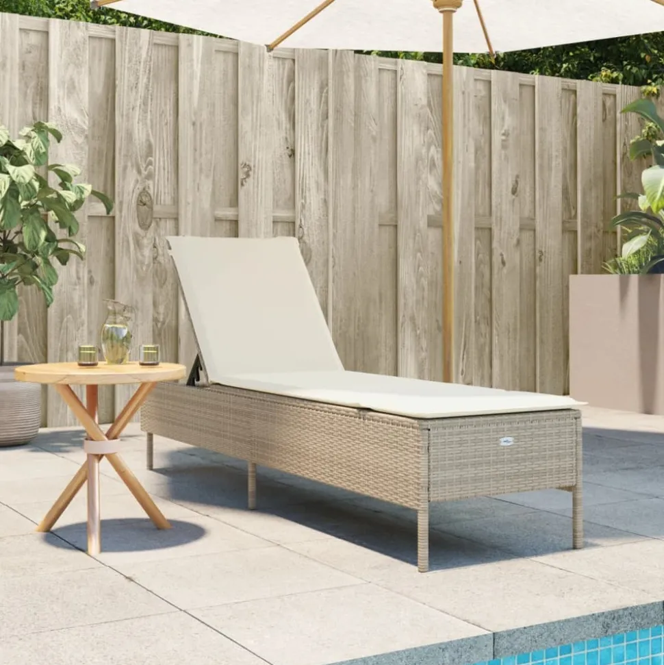MAISON EXCLUSIVE - Chaise longue avec coussin beige résine tressée