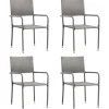 MAISON EXCLUSIVE - Chaise à dîner de jardin empilable lot de 4 gris résine tressée
